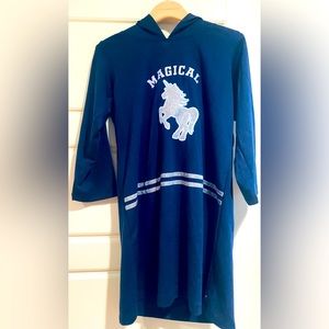 Little Miss Magical Unicorn Navy Hoodie Dress Sparkle